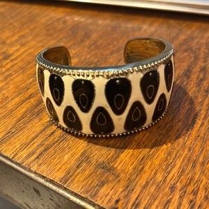 Vintage Black and White Enamel Cuff Bracelet